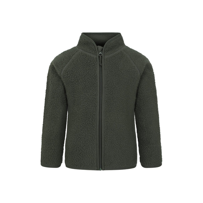 Dark Khaki - Front - Mountain Warehouse Childrens-Kids Fern Borg Raglan Fleece Jacket