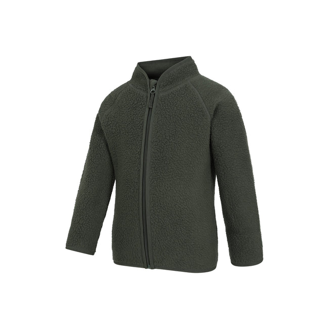 Dark Khaki - Side - Mountain Warehouse Childrens-Kids Fern Borg Raglan Fleece Jacket