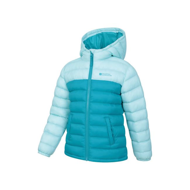 Teal - Side - Mountain Warehouse Childrens-Kids Seasons Colour Block Padded Jacket
