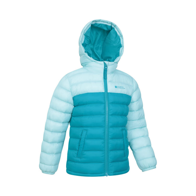 Teal - Lifestyle - Mountain Warehouse Childrens-Kids Seasons Colour Block Padded Jacket