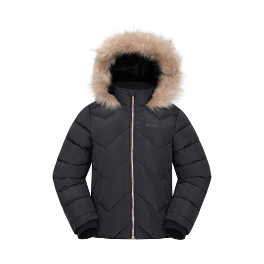 Black - Front - Mountain Warehouse Childrens-Kids Galaxy Short Padded Jacket