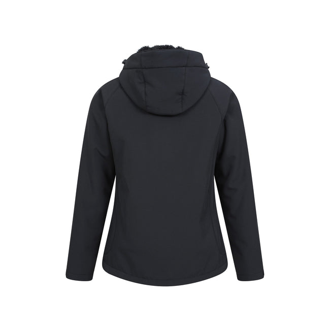 Jet Black - Back - Mountain Warehouse Womens-Ladies Arctic Faux Fur Lined Water Resistant Soft Shell Jacket