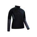 Black - Side - Mountain Warehouse Mens Ultra Merino Wool Zip Neck Base Layer Top