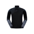 Black - Front - Mountain Warehouse Mens Ultra Merino Wool Zip Neck Base Layer Top