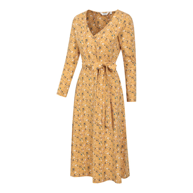 Mustard - Side - Mountain Warehouse Womens-Ladies Santorini Floral Long-Sleeved Midi Dress