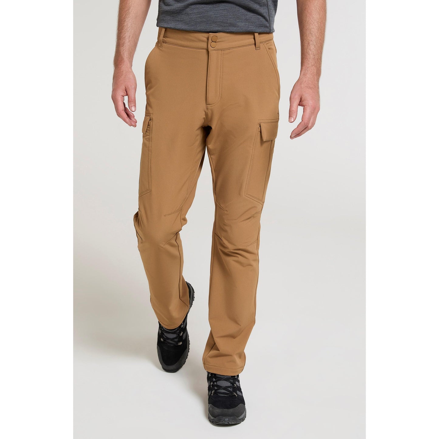 Tan - Front - Mountain Warehouse Mens Beacon Softshell Fleece Lined Trousers