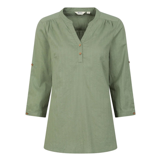 Light Khaki - Front - Mountain Warehouse Womens-Ladies Petra Relaxed Fit 3-4 Sleeve Shirt