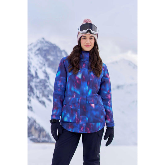 Purple - Front - Animal Womens-Ladies Tignes Printed Ski Jacket