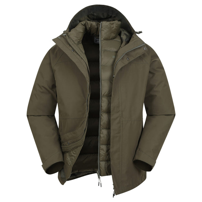 Khaki - Front - Mountain Warehouse Mens Alaskan 3 In 1 Waterproof Jacket
