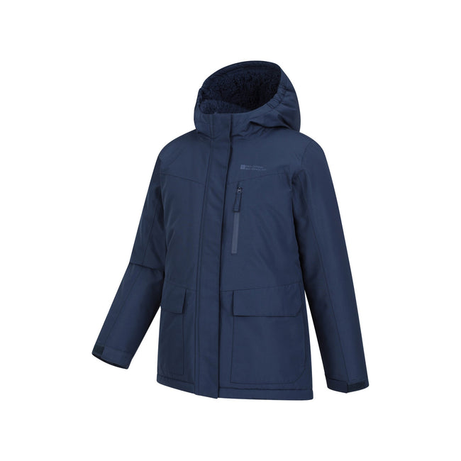 Navy - Side - Mountain Warehouse Childrens-Kids Noah Borg Lined Waterproof Jacket