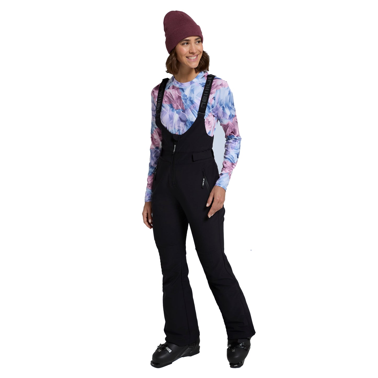 Black - Side - Animal Womens-Ladies Powder Bib Front Ski Trousers