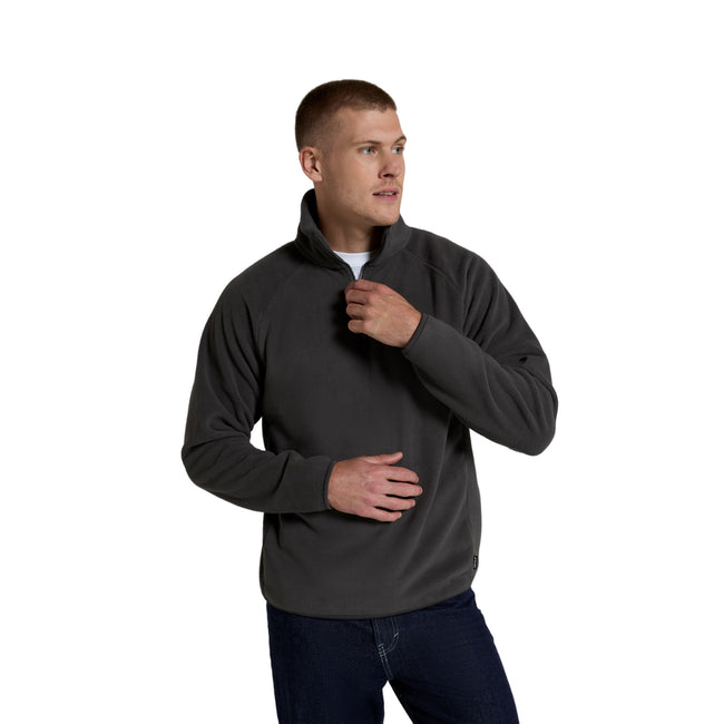 Dark Grey - Side - Animal Mens Stockholm Half Zip Fleece Top