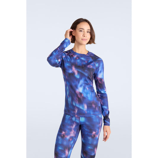Dark Purple - Front - Animal Womens-Ladies Piste Printed Base Layer Top