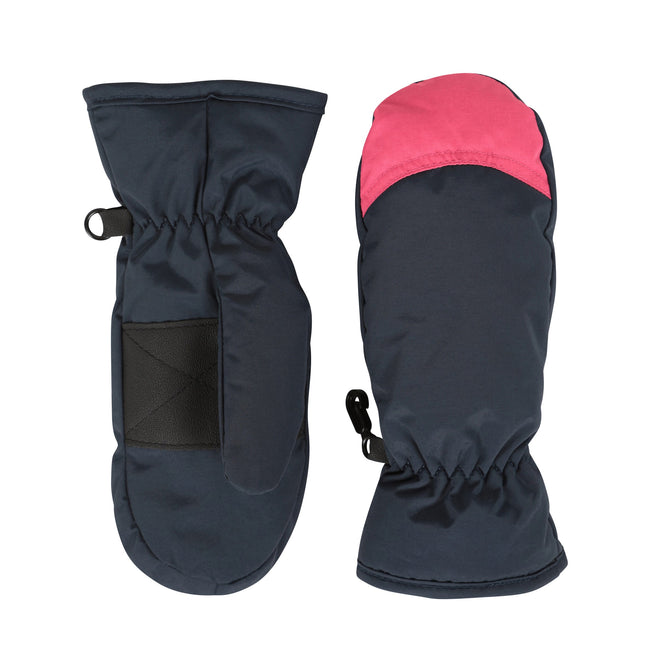 Navy - Back - Mountain Warehouse Childrens-Kids Waterproof Trapper Hat & Mitten Set