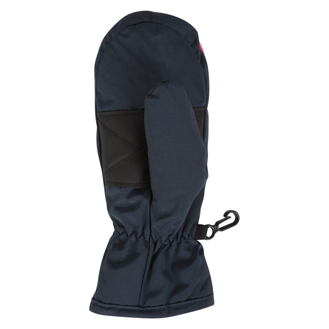Navy - Side - Mountain Warehouse Childrens-Kids Waterproof Trapper Hat & Mitten Set
