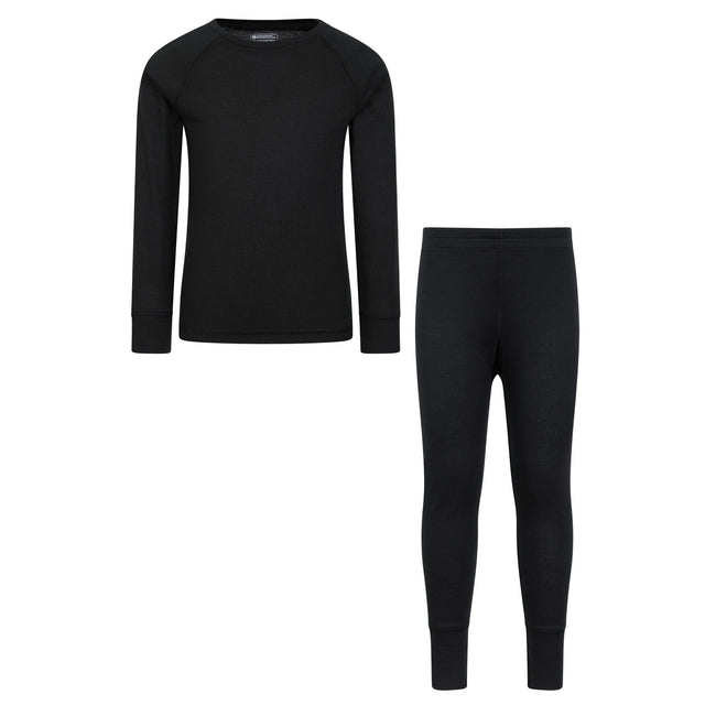 Black - Front - Mountain Warehouse Childrens-Kids Talus Plain Base Layer Set