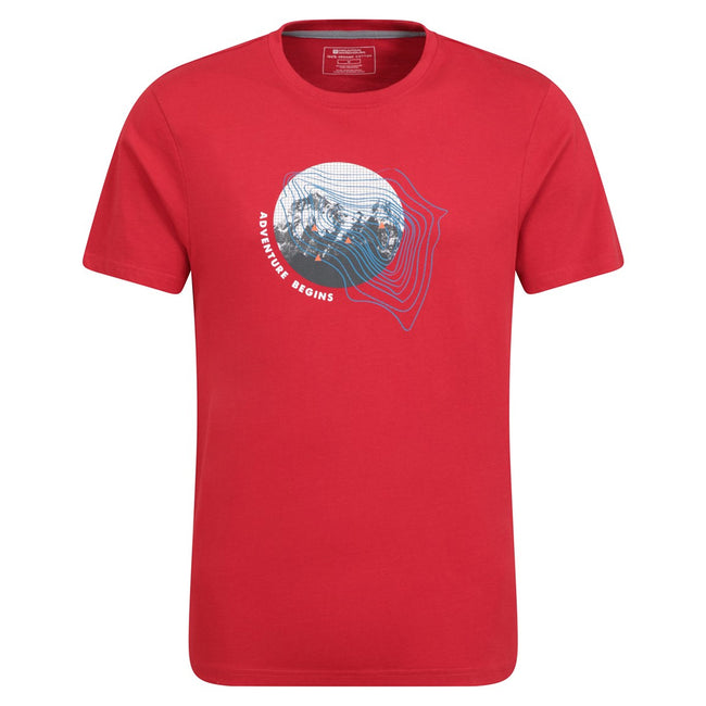 Red - Front - Mountain Warehouse Mens Adventure Begins Organic Cotton T-Shirt