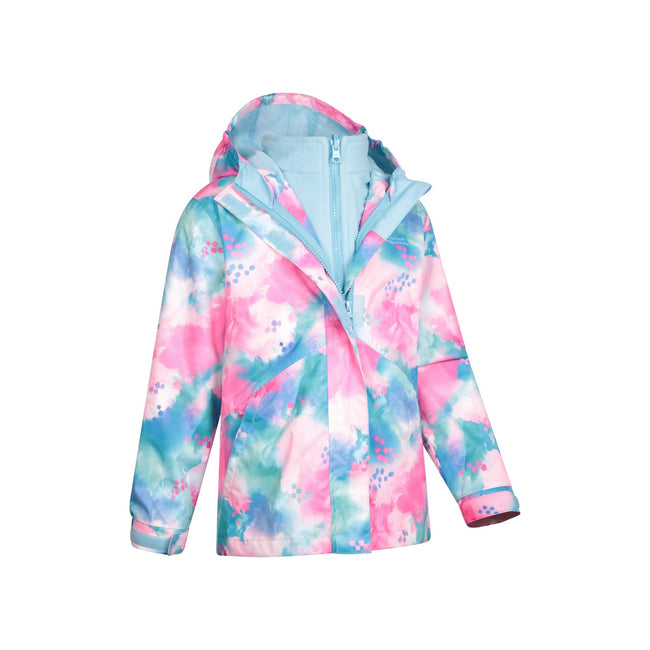 Blue - Side - Mountain Warehouse Childrens-Kids Aries Watercolour 3 in 1 Waterproof Jacket