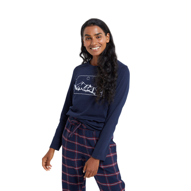 Navy - Lifestyle - Mountain Warehouse Womens-Ladies Dream Mountain Long Pyjama Set