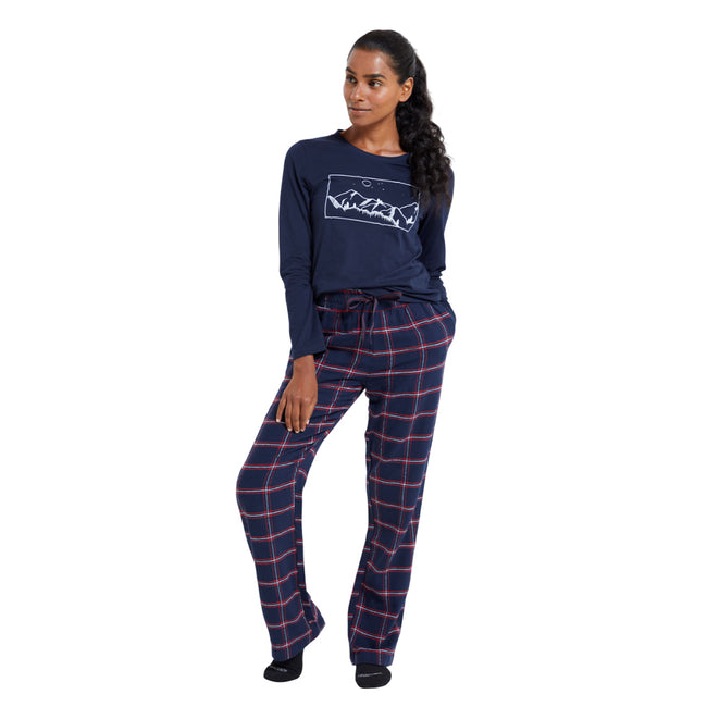 Navy - Front - Mountain Warehouse Womens-Ladies Dream Mountain Long Pyjama Set