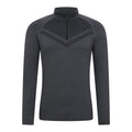 Charcoal - Front - Mountain Warehouse Mens Ventina Seamless Zip Neck Base Layer Top