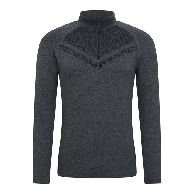 Charcoal - Front - Mountain Warehouse Mens Ventina Seamless Zip Neck Base Layer Top