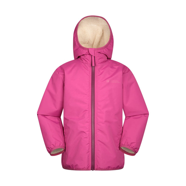 Berry - Front - Mountain Warehouse Childrens-Kids Robin Borg Lined Water Resistant Jacket