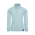 Pale Blue - Front - Mountain Warehouse Childrens-Kids Merino Blend Half Zip Base Layer Top
