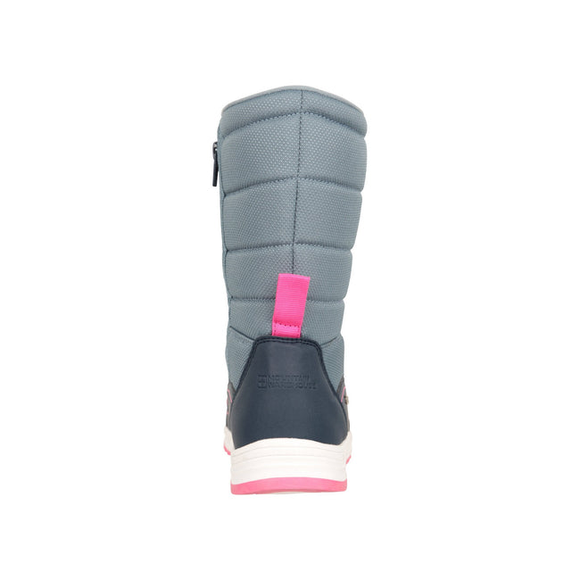 Grey - Back - Mountain Warehouse Childrens-Kids Frosty Adaptive Fleece Lined Ski Boots - Snow Boots