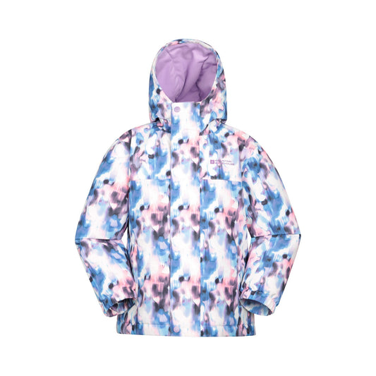 Purple - Front - Mountain Warehouse Childrens-Kids Polar Zone Printed Jacket & Salopettes Set