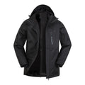 Black - Front - Mountain Warehouse Mens Bracken Extreme 3 in 1 Waterproof Jacket