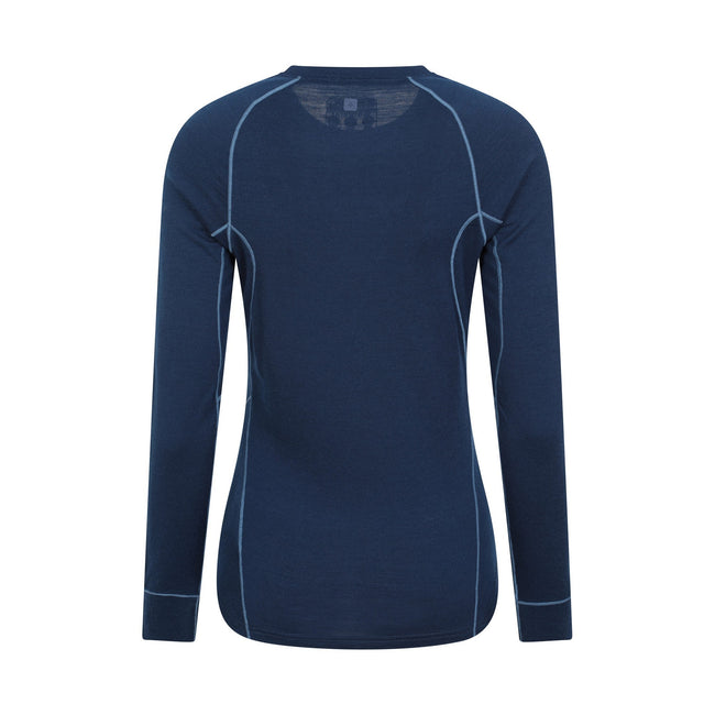 Navy - Back - Mountain Warehouse Womens-Ladies Asgard Merino Wool Long-Sleeved Thermal Top