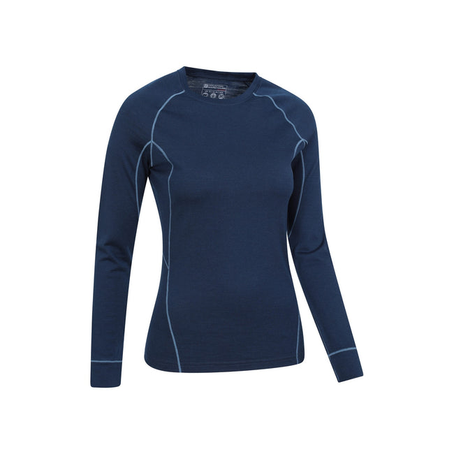 Navy - Lifestyle - Mountain Warehouse Womens-Ladies Asgard Merino Wool Long-Sleeved Thermal Top