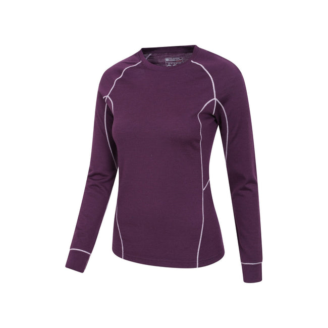 Purple - Side - Mountain Warehouse Womens-Ladies Asgard Merino Wool Long-Sleeved Thermal Top