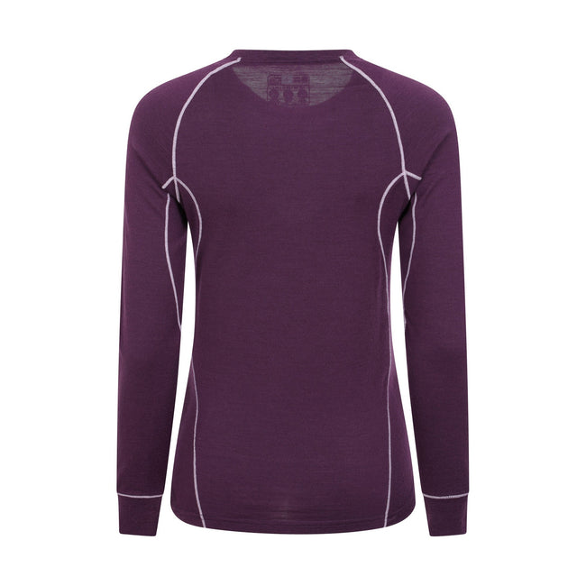 Purple - Back - Mountain Warehouse Womens-Ladies Asgard Merino Wool Long-Sleeved Thermal Top