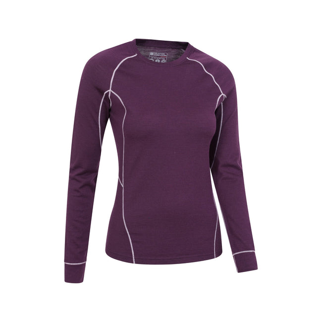 Purple - Lifestyle - Mountain Warehouse Womens-Ladies Asgard Merino Wool Long-Sleeved Thermal Top