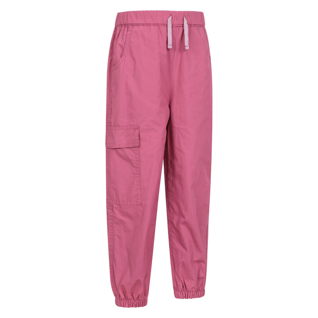 Dark Pink - Side - Mountain Warehouse Childrens-Kids Ridgeway Jersey Lined Parachute Pants