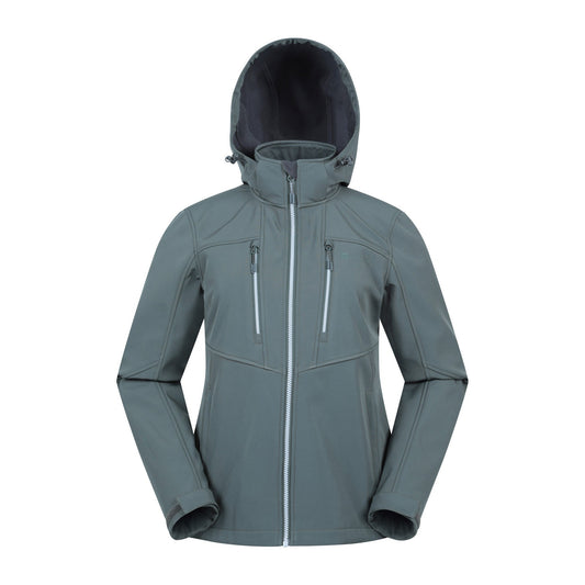 Khaki Green - Front - Mountain Warehouse Womens-Ladies Genesis Windproof Soft Shell Jacket