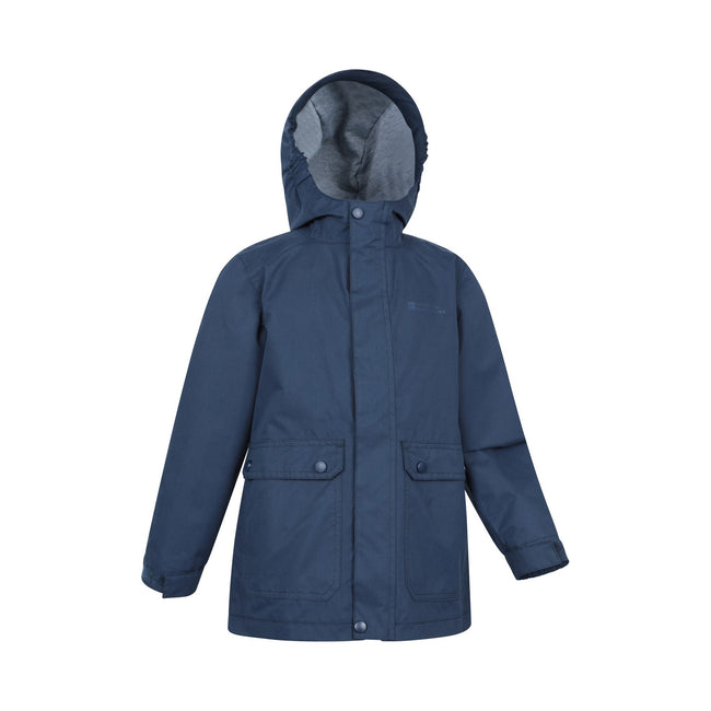 Navy - Side - Mountain Warehouse Childrens-Kids Coast Jersey Lined Waterproof Jacket