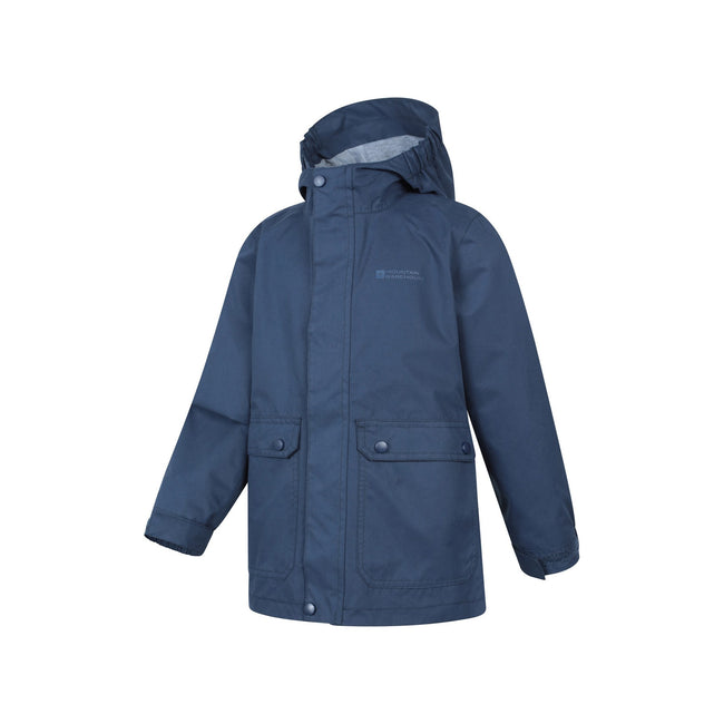 Navy - Lifestyle - Mountain Warehouse Childrens-Kids Coast Jersey Lined Waterproof Jacket