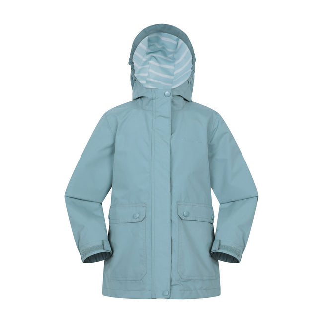 Pale Green - Front - Mountain Warehouse Childrens-Kids Coast Jersey Lined Waterproof Jacket
