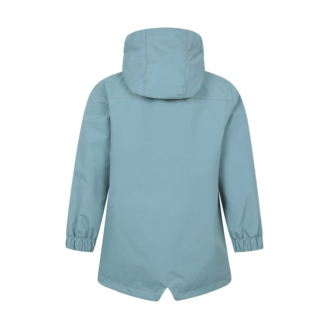 Pale Green - Back - Mountain Warehouse Childrens-Kids Coast Jersey Lined Waterproof Jacket