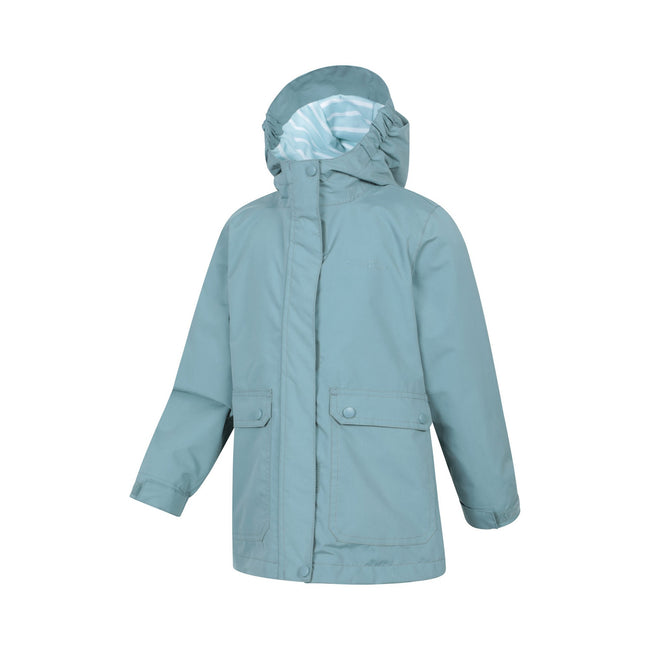 Pale Green - Lifestyle - Mountain Warehouse Childrens-Kids Coast Jersey Lined Waterproof Jacket