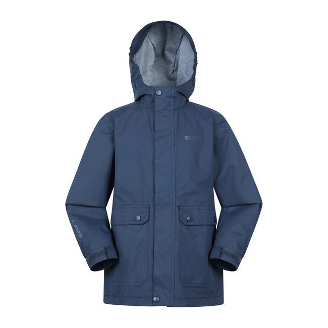 Navy - Front - Mountain Warehouse Childrens-Kids Coast Jersey Lined Waterproof Jacket
