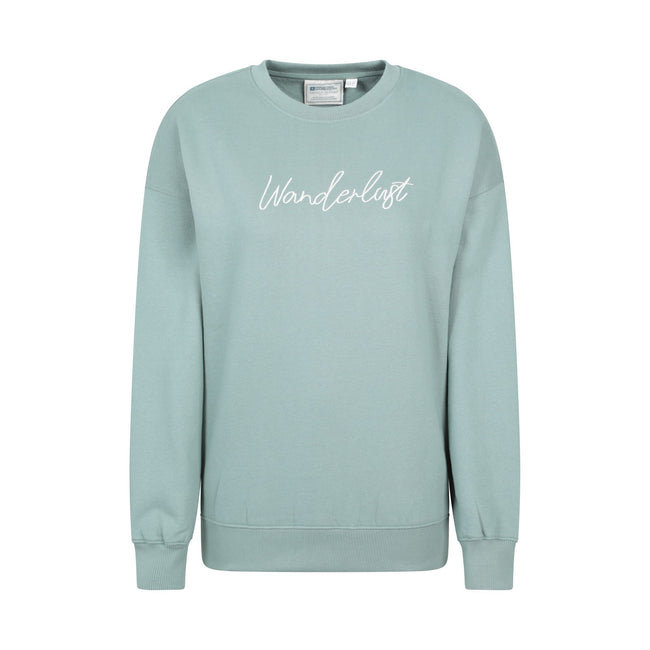 Khaki Green - Front - Mountain Warehouse Womens-Ladies Text Relaxed Fit Jumper