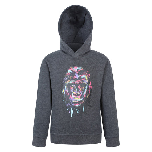Grey - Front - Mountain Warehouse Childrens-Kids Graffiti Gorilla Hoodie