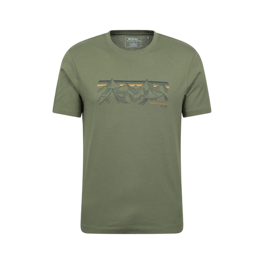 Khaki Green - Front - Mountain Warehouse Mens Mountain Stripes T-Shirt