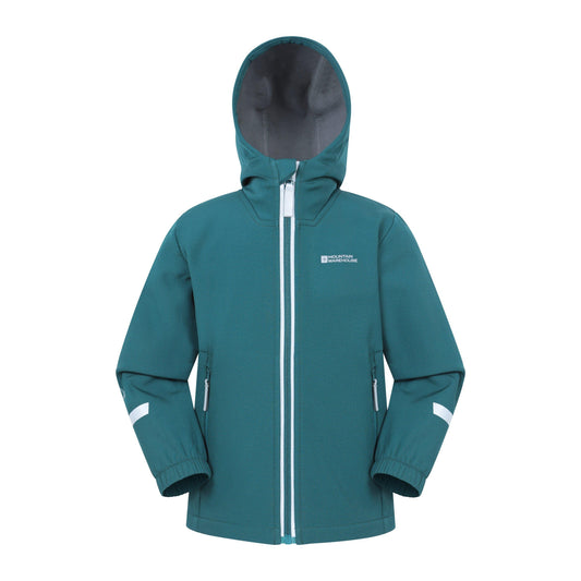 Blue - Front - Mountain Warehouse Childrens-Kids Huxley Reflective Soft Shell Jacket