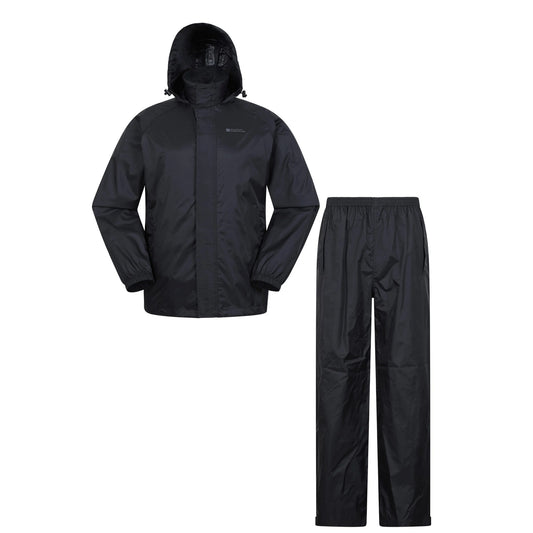 Black - Front - Mountain Warehouse Mens Pakka Jacket and Trousers Set