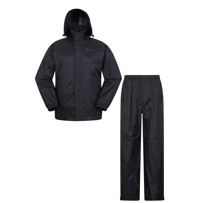Black - Front - Mountain Warehouse Mens Pakka Jacket and Trousers Set